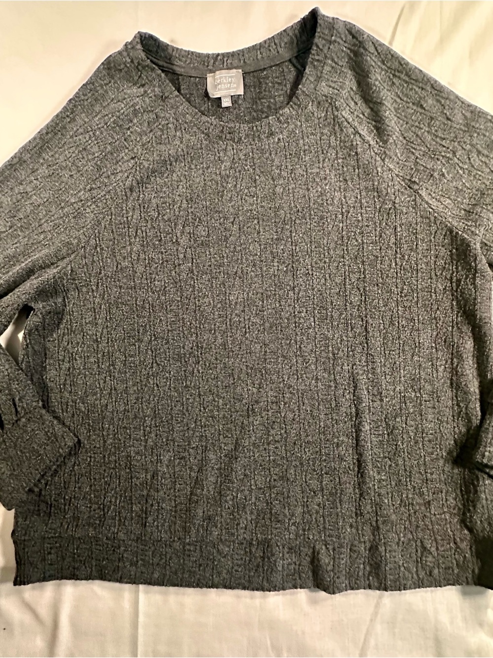 Men's Grey Cable-Stitch Crewneck Sweater casual goth Y2K soft